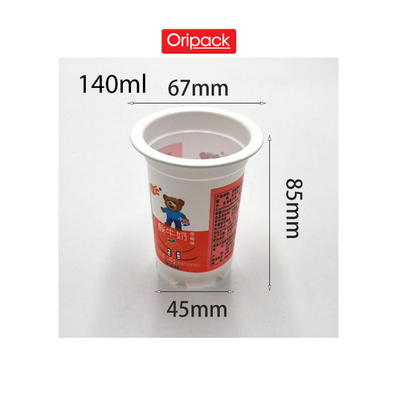 tasse en plastique de 140ml pp pour le yaourt avec le couvercle d'aluminium