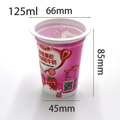 le plastique en plastique écologique de tasses rétrécissent la tasse de yaourt de conteneur de crème glacée 125ml