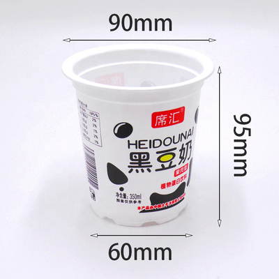 Tasse en plastique adaptée aux besoins du client par 12oz650ml en plastique de boisson au lait de yaourt de tasses de catégorie comestible avec le couvercle de papier d'aluminium