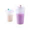 Tasses en plastique givrées claires jetables 360ml résistant à l'humidité 1000ml de thé de lait